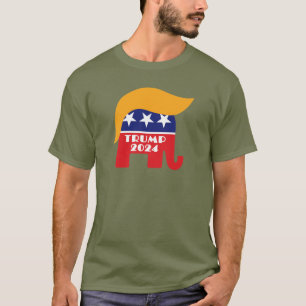 T-shirt Président Trump 2024 Républicain Éléphant Logo Che