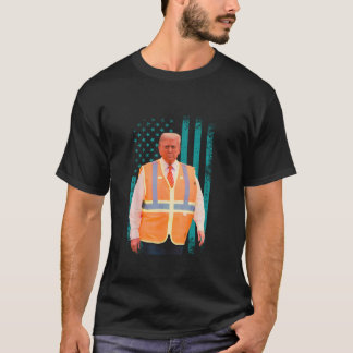 T-shirt Président Trump Garbage Truck Worker Vest USA Drap