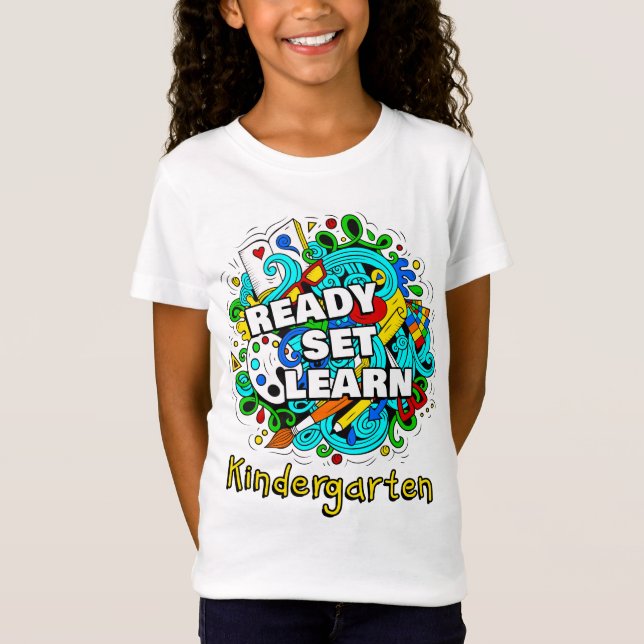 T-Shirt Prêt À Apprendre Démarrage École maternelle Enfant (Devant)