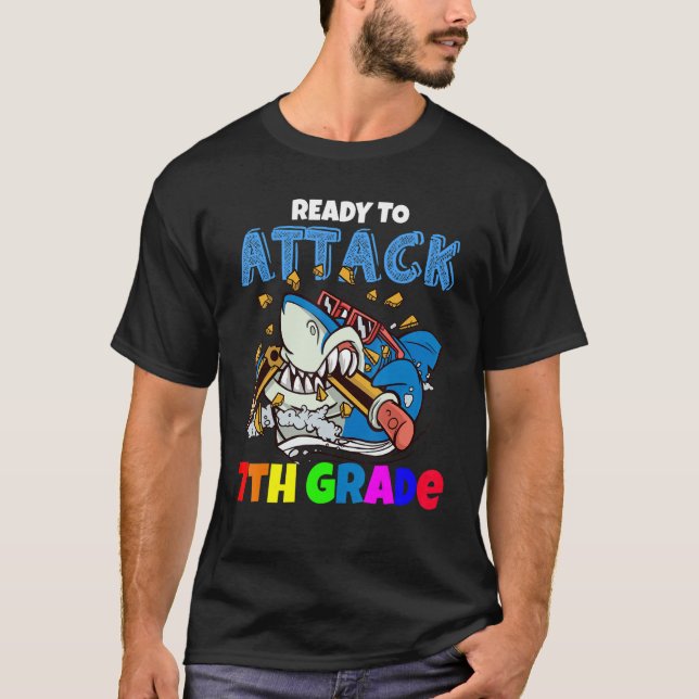 T-shirt Prêt À Attaquer Des Garçons De 7E Année Shark Reve (Devant)