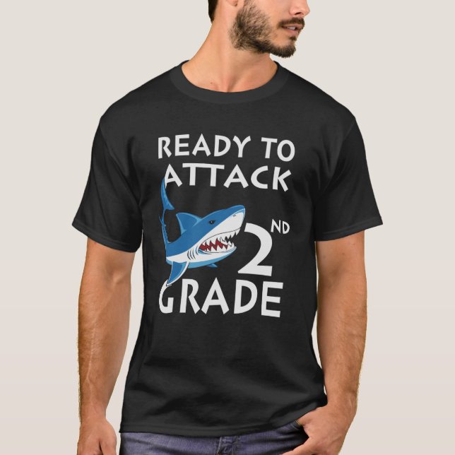 T-shirt Prêt à attaquer le requin de 2e année de deuxième  (Devant)