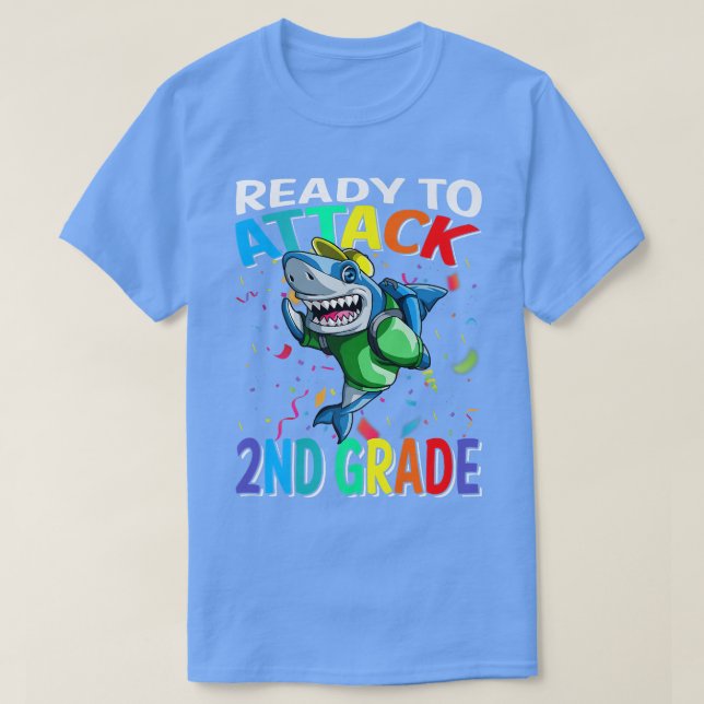 T-shirt Prêt À Attaquer Le Requin De 2E Année De Retour À  (Design devant)