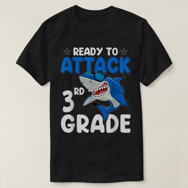 T-shirt Prêt à attaquer le requin de 3e année Enseignants  (Design devant)
