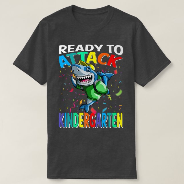 T-shirt Prêt À Attaquer Le Requin De La Maternelle À L'Éco (Design devant)