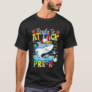 T-shirt Prêt À Attaquer Le Requin Pré-K Retour À L'École G