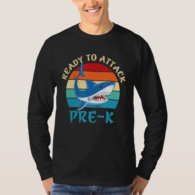 T-shirt Prêt À Attaquer Pré K Funny Pré K Requin (Devant)