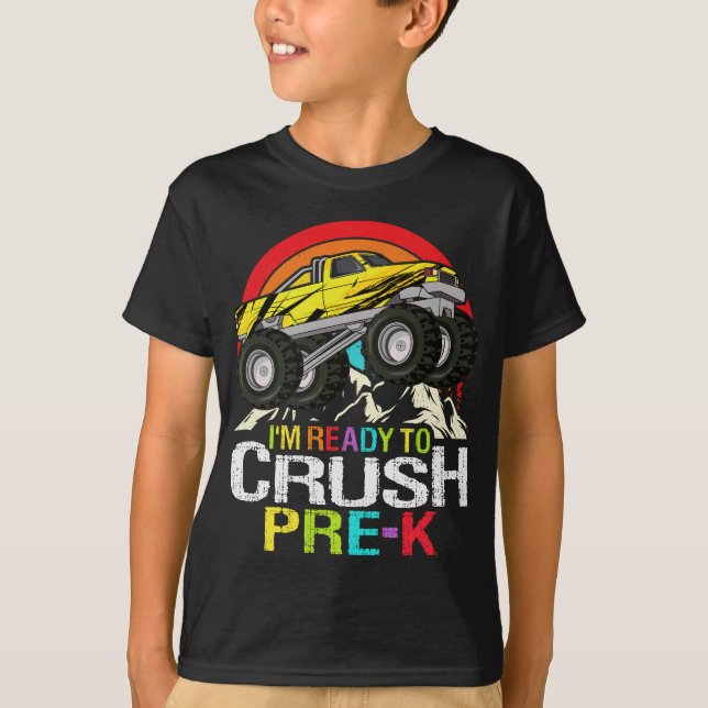 T-shirt Prêt à écraser Camion Monster de l'école pré-k Ret (Devant)