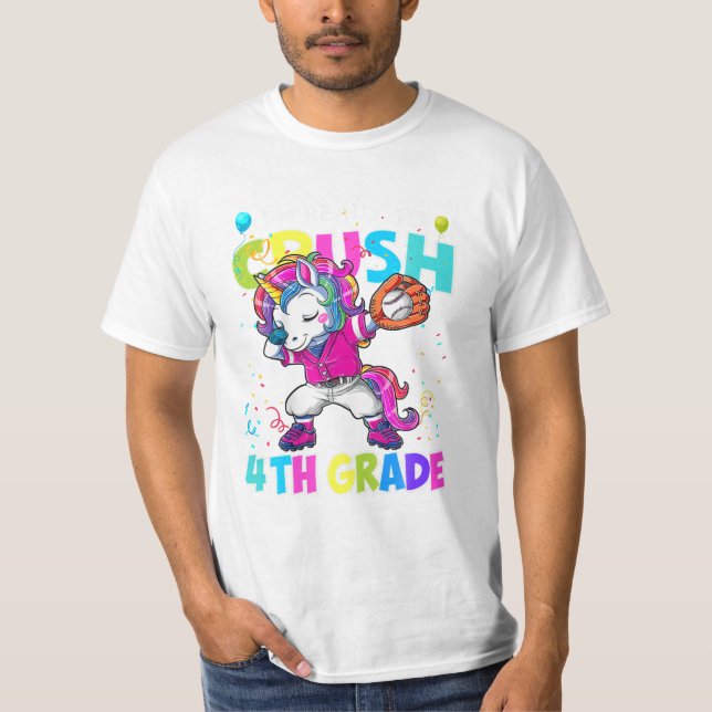 T-shirt Prêt à écraser la licorne de 4e année (Devant)