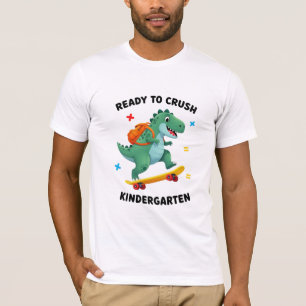 T-shirt Prêt à écraser la maternelle skateboard dinosaure
