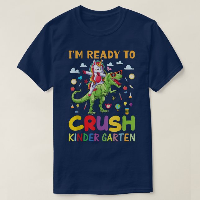 T-shirt Prêt À Écraser La Maternelle Unicorn Dinosaur  (Design devant)