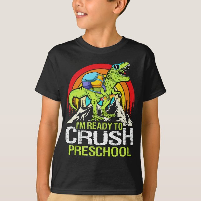 T-shirt Prêt À Écraser Le Préscolaire Retro Retour À L'Éco (Devant)