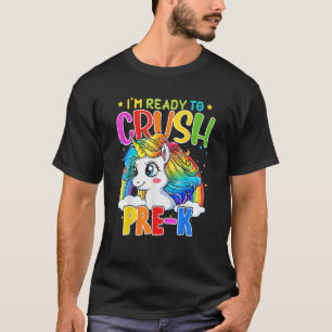 T-shirt Prêt À Écraser Pré K Unicorn Arc-En-Ciel Retour À 