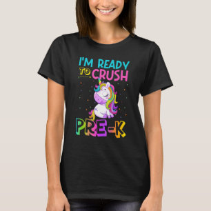 T-shirt Prêt À Écraser Pré K Unicorne Retour À L'École Fil