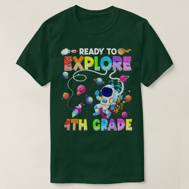 T-shirt Prêt À Enseigner Un Astronaute De 4E Année Drôle D (Design devant)