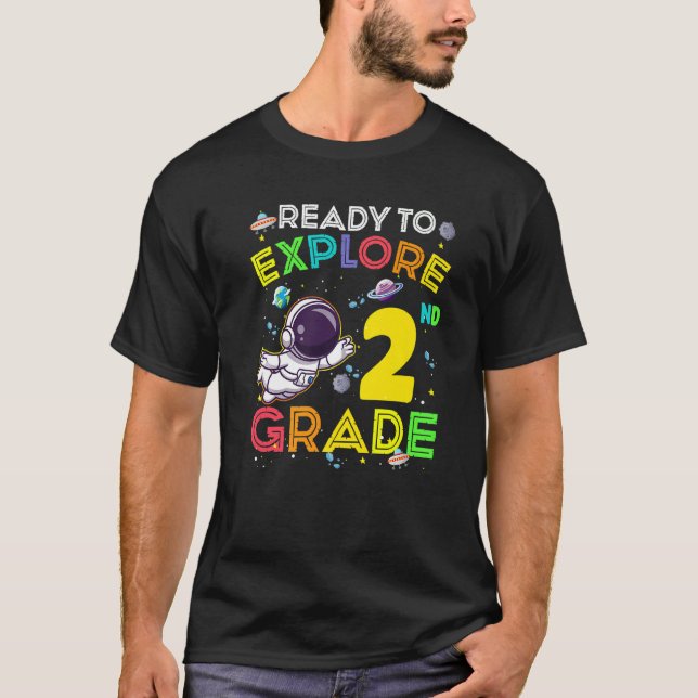 T-shirt Prêt à Explorer 2e Année Astronaute Mignon Enfants (Devant)