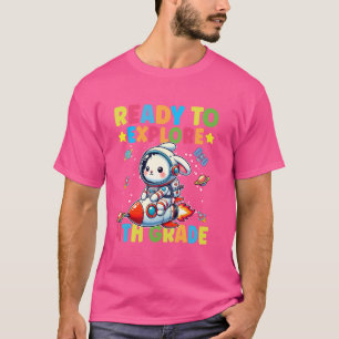T-shirt Prêt à explorer 4e année lapin drôle retour à l'éc
