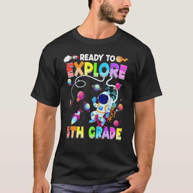 T-shirt Prêt à Explorer 5e Année Astronaute Retour à l'Éco (Devant)
