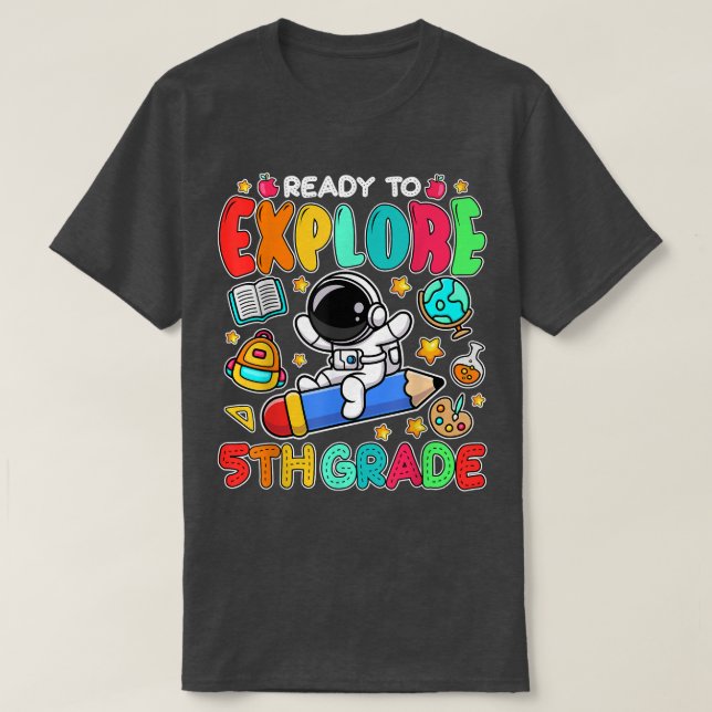 T-shirt Prêt À Explorer 5e Classe Astronaute De Patinage R (Design devant)