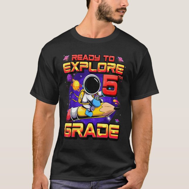 T-shirt Prêt à explorer Astronaute de 5e année Retour à l' (Devant)