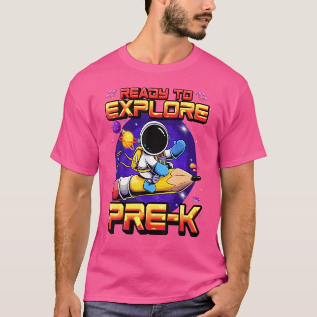 T-shirt Prêt À Explorer L'Astronaute Pré K Retour À L'Écol (Devant)