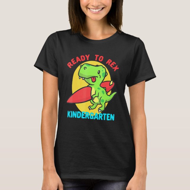 T-shirt Prêt À Rex Kindergarten Surf Dinosaur Retour À (Devant)