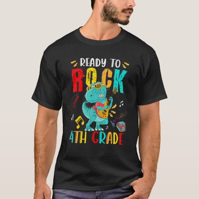 T-shirt Prêt À Rocher 4e Classe Rex Jouer Guitare (Devant)