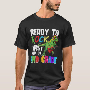 T-shirt Prêt À Rock Premier Jour De 2E Année Dino Jouer