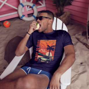 T-shirt Prêt À Surf Sous Le Coucher De Soleil