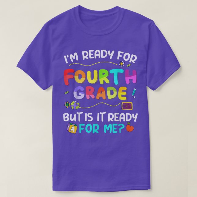 T-shirt Prêt Pour La Quatrième Année Retour À L'École Prem (Design devant)