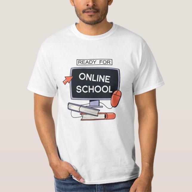 T-shirt Prêt pour l'école en ligne (Devant)