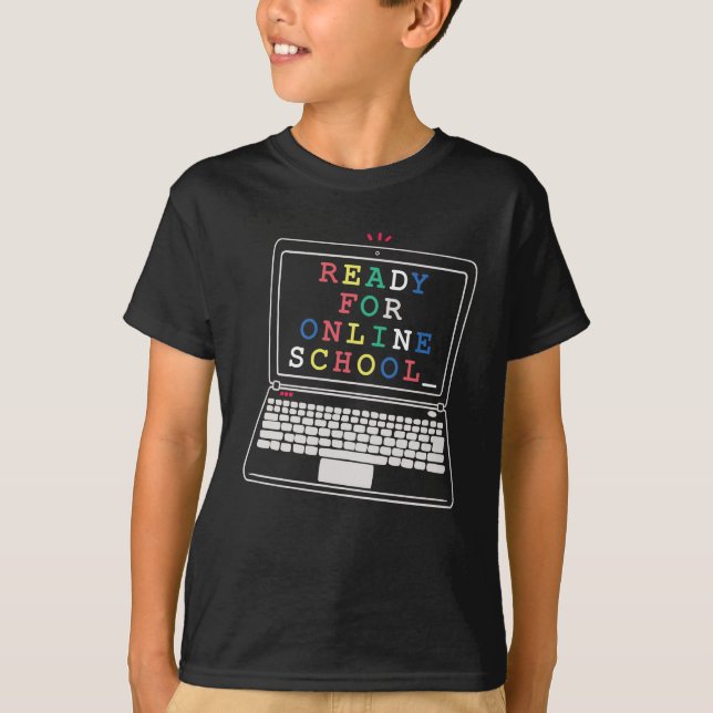 T-shirt Prêt pour l'école en ligne (Devant)
