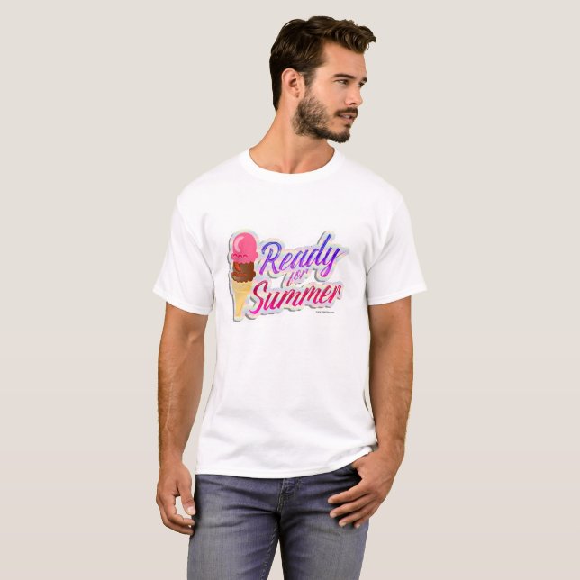 T-shirt Prêt pour l'été Neon Fun Ice Cream Motto (Devant entier)