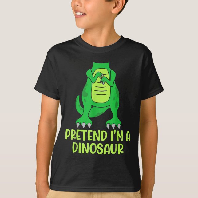 T-shirt Pretend I’m A Dinosaur Costume Lazy Halloween  (Devant)
