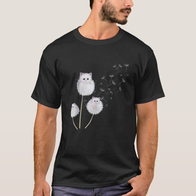 T-shirt Pretending Cat Dandelion Flower Cat Lover Cute Des (Devant)