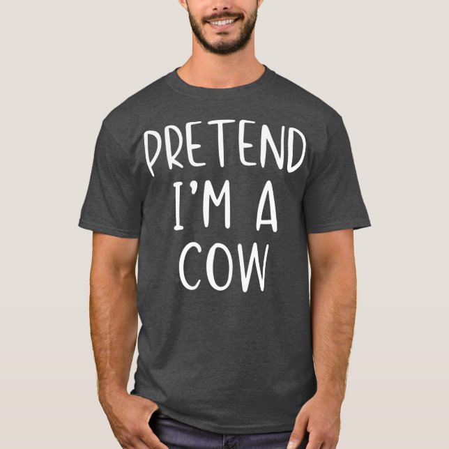 T-shirt Prétendre Costume de vache Halloween Lazy Easy (Devant)
