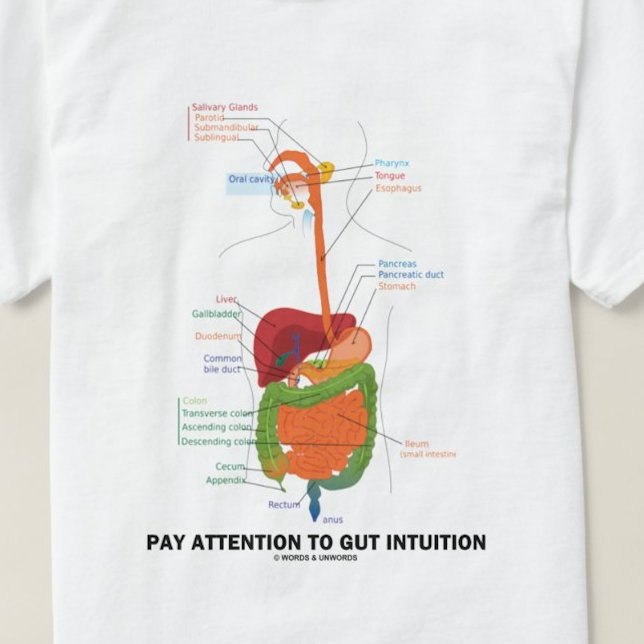 T-shirt Prêtez Attention À L'Intuition De L'Otus (Humour A (Digestive system attitude advice tee!)