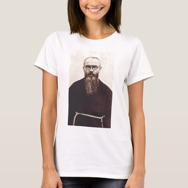 T-shirt Prêtre catholique polonais Saint Maximilian Kolbe (Devant)