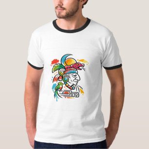 T-shirt Prêtre maya vibrant avec coiffe de serpent