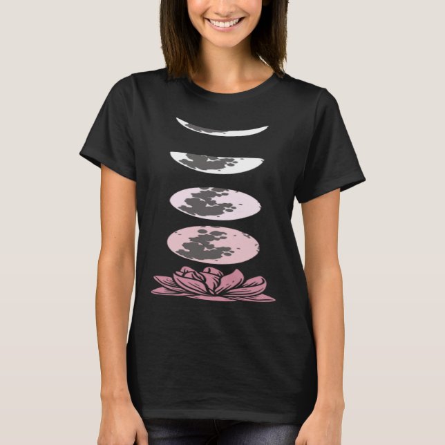 T-shirt Pretty Attitude Womens Lotus Flower Moon Phases Yo (Devant)