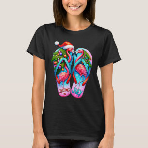 T-shirt Pretty Flamingo Flip Flops Tropical été Noël