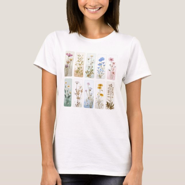 T-SHIRT PRETTY PASTEL BOHO WILDFLOWER BRUSHSTROKES (Devant)