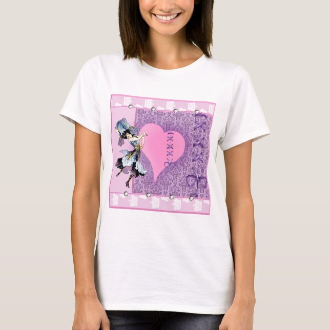 T-shirt Pretty Pink Flower Fairy Accessoires - add name (Devant)