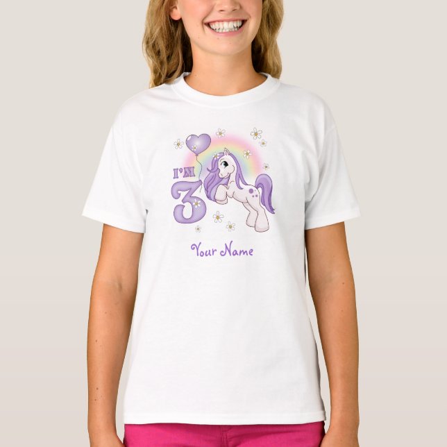 T-shirt Pretty Pony 3e anniversaire Personnalisé (Devant)