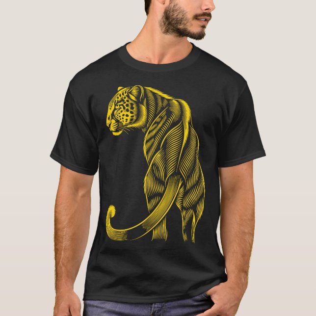 T-shirt Pretty Trendy Leopard Print Gold  (Devant)