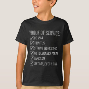 T-shirt Preuve de service dd-214 acouphène fort travailPre