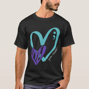 T-shirt Prévention de la santé mentale Ruban sarcelle Cœur