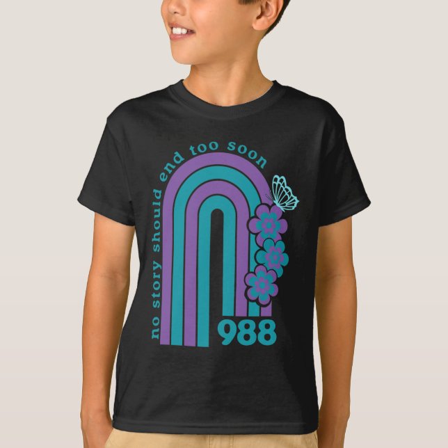 T-shirt Prévention du suicide 988 Aucune Histoire Ne Devra (Devant)