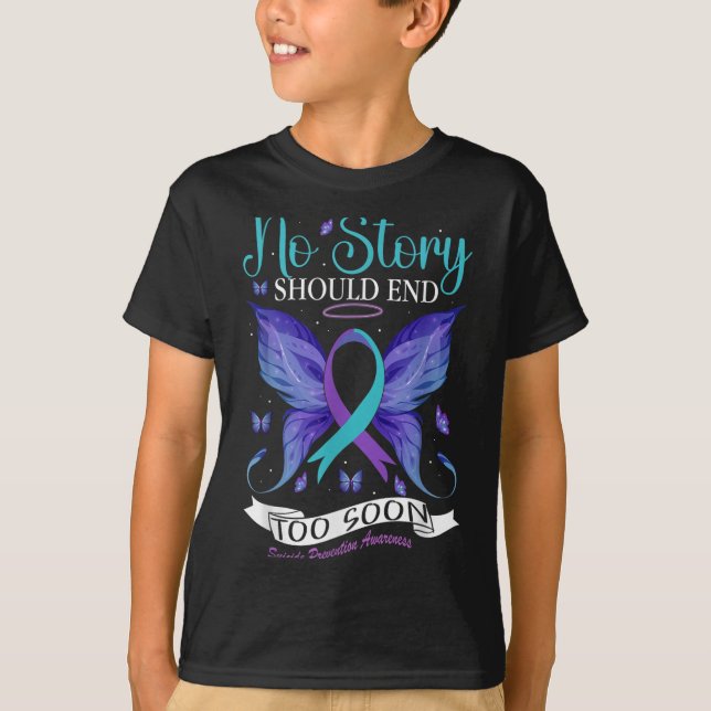 T-shirt Prévention du suicide - Aucune histoire ne devrait (Devant)
