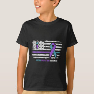 T-shirt Prévention du suicide drapeau américain Sensibilis