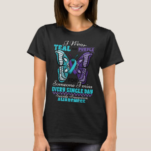 T-shirt Prévention du suicide Porter sarcelle violet Quelq
